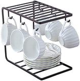 2 Tier Metal Cup Stand with 6 Hooks