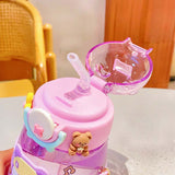 Cute Bear Water Bottle With Straw