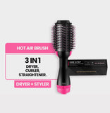 One-step hair dryer and volumizer brush for salon-style blowouts at home