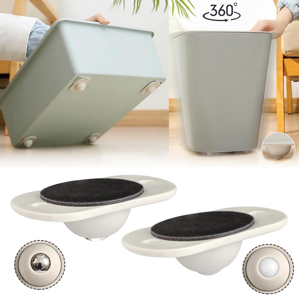 4pcs Rotating Storage Box Caster Ball Universal Trash Can Bottom Wheel  Pulley Self-adhesive Furniture Rollers