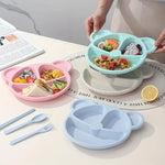 ear Plate with Dividers and BPA-Free Organic Plastic Cutlery