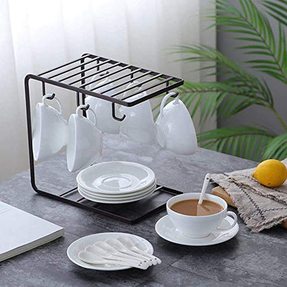2 Tier Metal Cup Stand with 6 Hooks