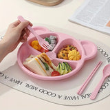 ear Plate with Dividers and BPA-Free Organic Plastic Cutlery