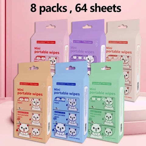 Mini unscented water-based wipes for sensitive skin – thick, durable, portable, and safe for babies, kids, and adults – perfect for travel and everyday use