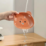 8-piece cartoon bear shape dessert plates set with storage stand – food-grade plastic for kids