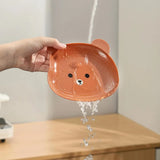 8-piece cartoon bear shape dessert plates set with storage stand – food-grade plastic for kids