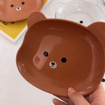 8-piece cartoon bear shape dessert plates set with storage stand – food-grade plastic for kids