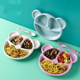 ear Plate with Dividers and BPA-Free Organic Plastic Cutlery