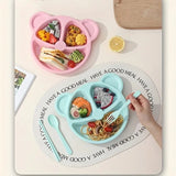 ear Plate with Dividers and BPA-Free Organic Plastic Cutlery