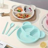 ear Plate with Dividers and BPA-Free Organic Plastic Cutlery